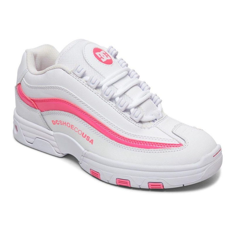 Chaussure DC Shoes Legacy Lite Cuir Blanche Rose Femme | QKH-6048041