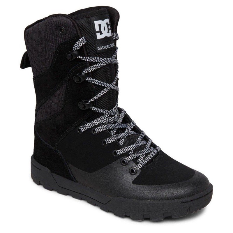 Botte DC Shoes Nadene High Leg Cuir Dentelle-Up Noir Femme | YRQ-8484576