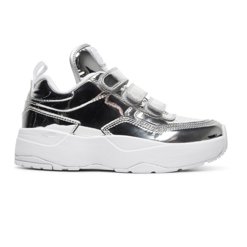 Chaussure DC Shoes E.Tribeka Plateforme V LE 3-Brides Argent Femme | QLN-3752110