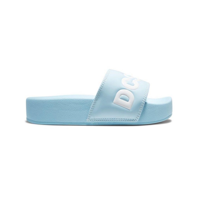 Claquette DC Shoes Plateforme Bleu Blanche Femme | MFR-6379475