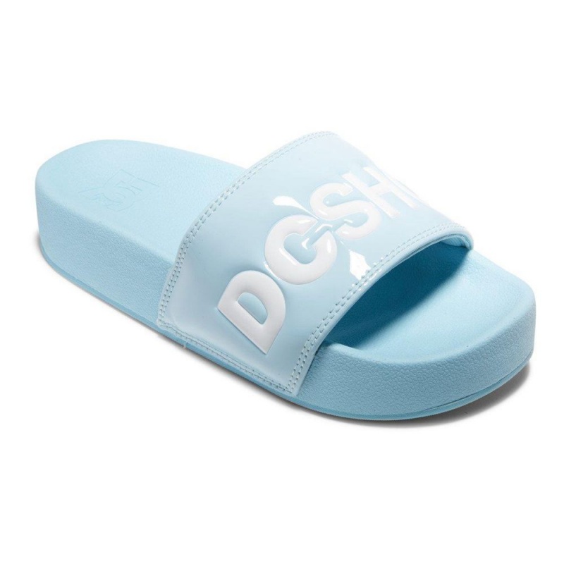 Claquette DC Shoes Plateforme Bleu Blanche Femme | MFR-6379475