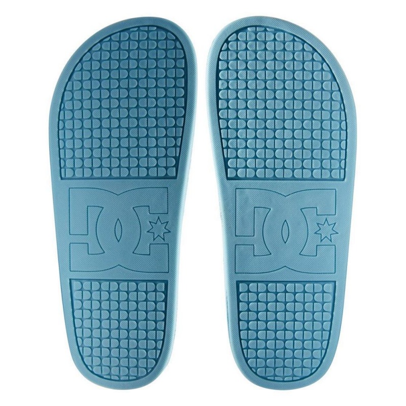 Claquette DC Shoes Plateforme Bleu Blanche Femme | MFR-6379475