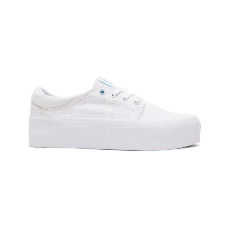 Chaussure DC Shoes Trase TX Plateforme Blanche Bleu Femme | SMQ-8365133