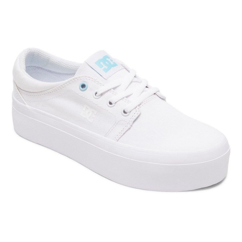 Chaussure DC Shoes Trase TX Plateforme Blanche Bleu Femme | SMQ-8365133