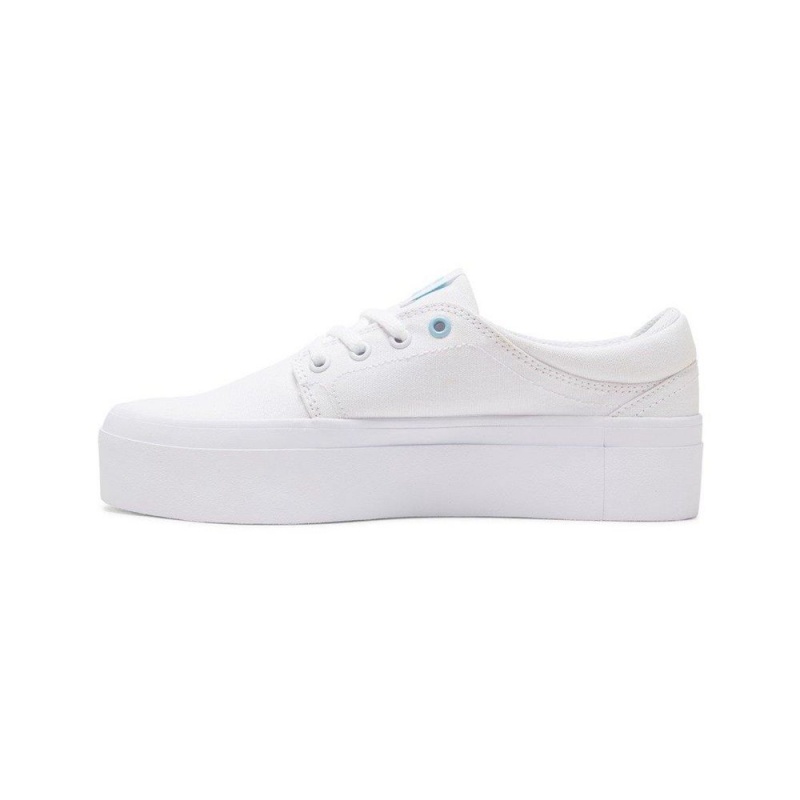 Chaussure DC Shoes Trase TX Plateforme Blanche Bleu Femme | SMQ-8365133