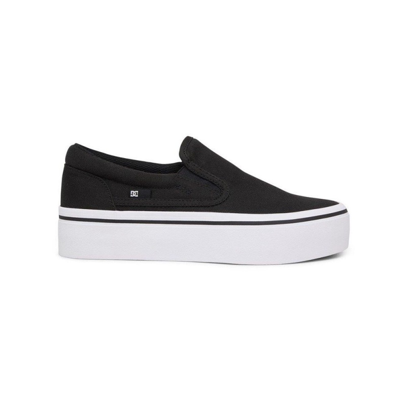 Chaussure DC Shoes Trase Slip Plateforme Slip-On Flatform Noir Blanche Femme | EGS-7316304