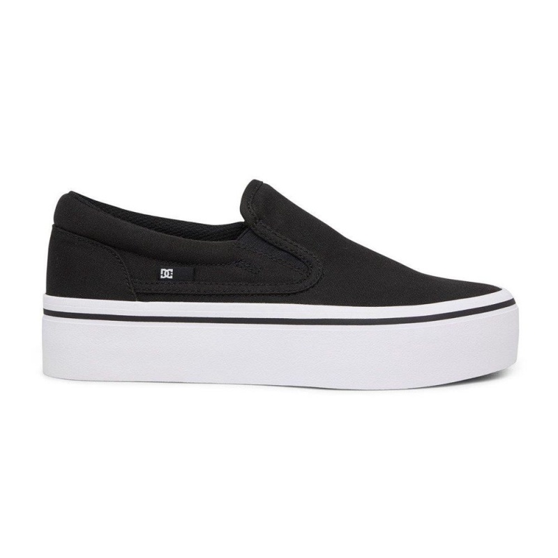 Chaussure DC Shoes Trase Slip Plateforme Slip-On Noir Blanche Femme | TGJ-1315205