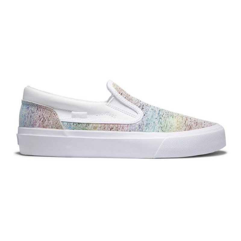 Chaussure DC Shoes Trase Slip Plateforme Slip-On Blanche Multicolore Femme | GMZ-3524517