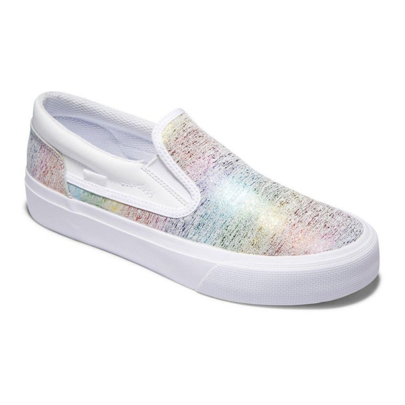 Chaussure DC Shoes Trase Slip Plateforme Slip-On Blanche Multicolore Femme | GMZ-3524517