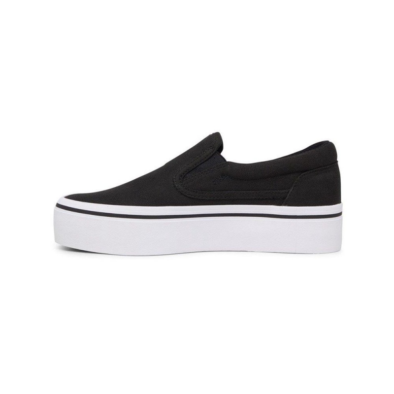 Chaussure DC Shoes Trase Slip Plateforme Slip-On Flatform Noir Blanche Femme | EGS-7316304