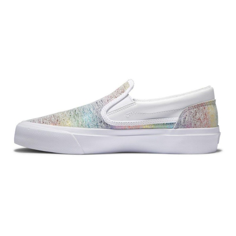 Chaussure DC Shoes Trase Slip Plateforme Slip-On Blanche Multicolore Femme | GMZ-3524517