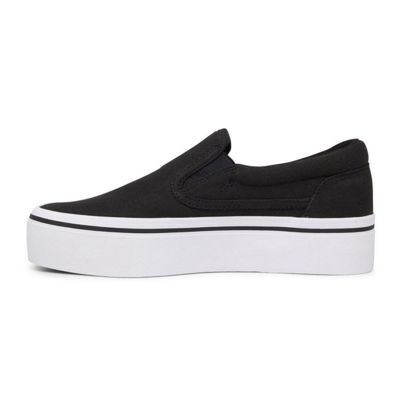 Chaussure DC Shoes Trase Slip Plateforme Slip-On Noir Blanche Femme | TGJ-1315205