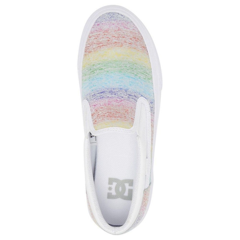 Chaussure DC Shoes Trase Slip Plateforme Slip-On Blanche Multicolore Femme | GMZ-3524517