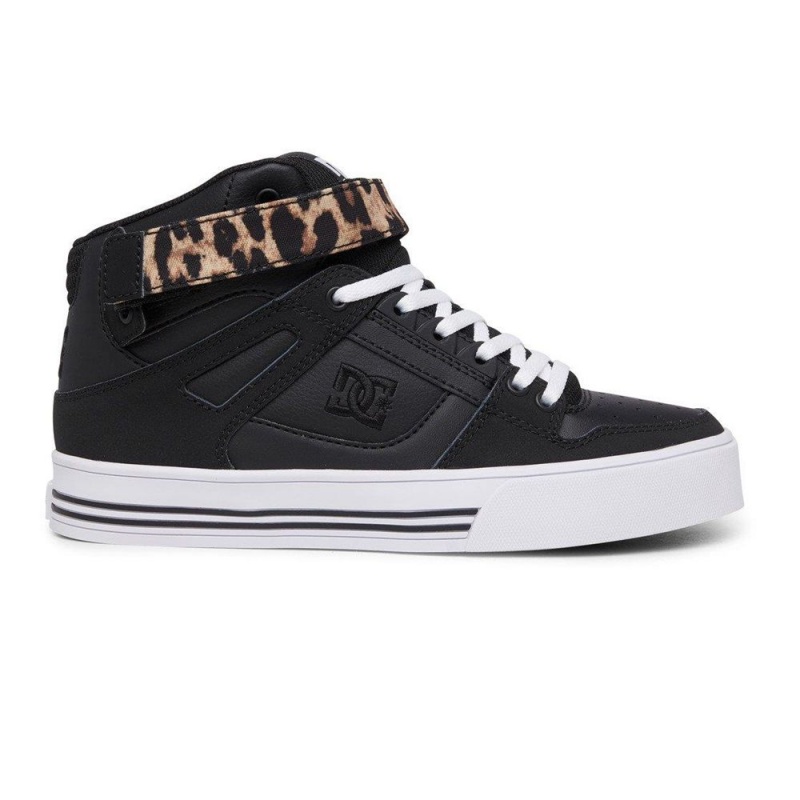 Chaussure DC Shoes Pure High-Top V High-Top Cuir Noir Leopard Femme | KRL-8999065