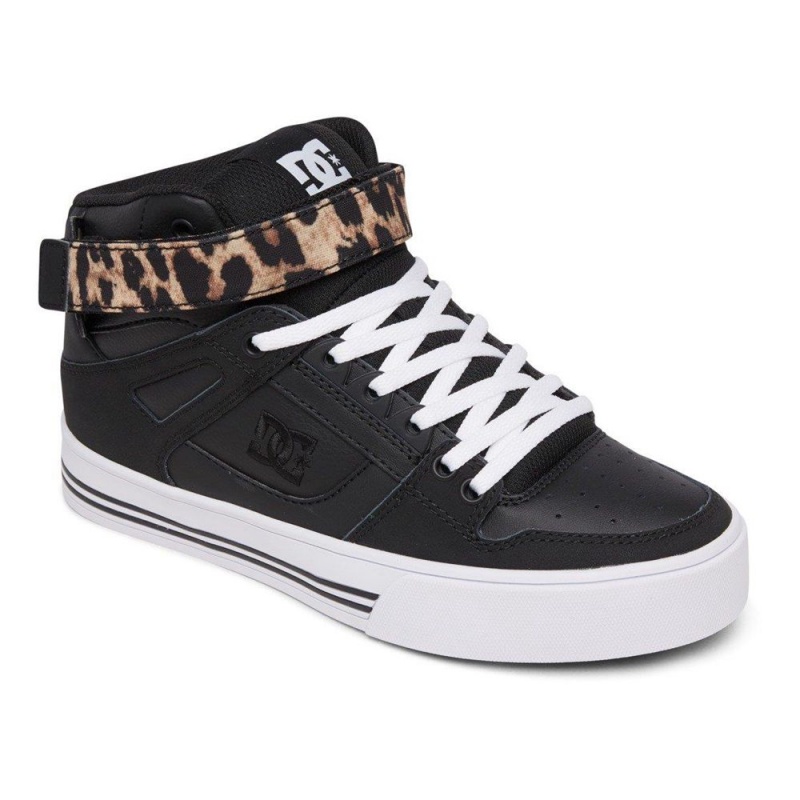 Chaussure DC Shoes Pure High-Top V High-Top Cuir Noir Leopard Femme | KRL-8999065