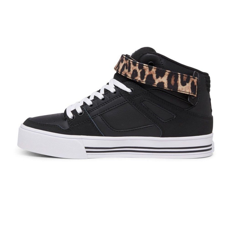 Chaussure DC Shoes Pure High-Top V High-Top Cuir Noir Leopard Femme | KRL-8999065