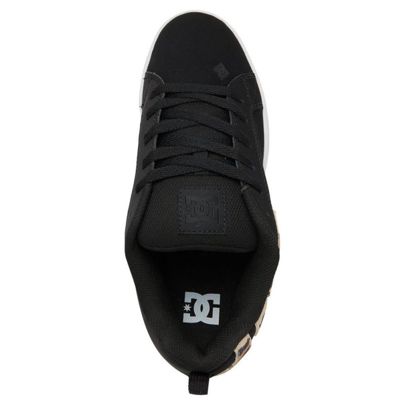 Chaussure DC Shoes Court Graffik SE Cuir Noir Leopard Femme | UAS-9378741