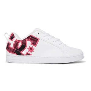 Chaussure DC Shoes Court Graffik SE Cuir Blanche Rose Femme | JFU-2246028