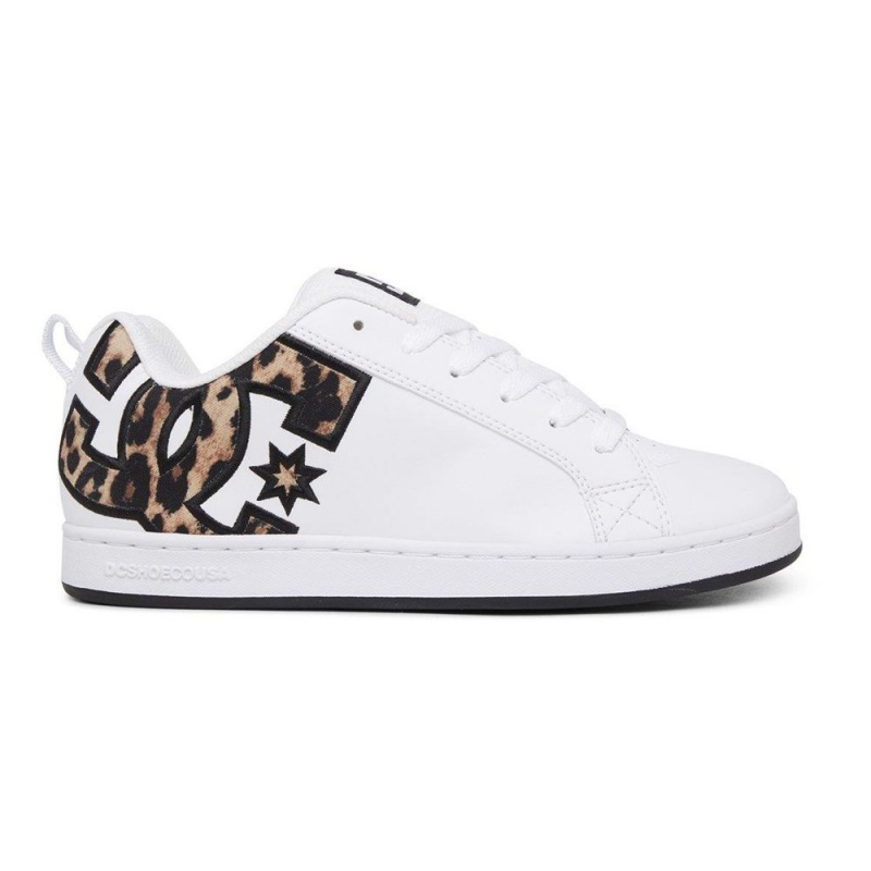 Chaussure DC Shoes Court Graffik Blanche Leopard Femme | MNV-2390310