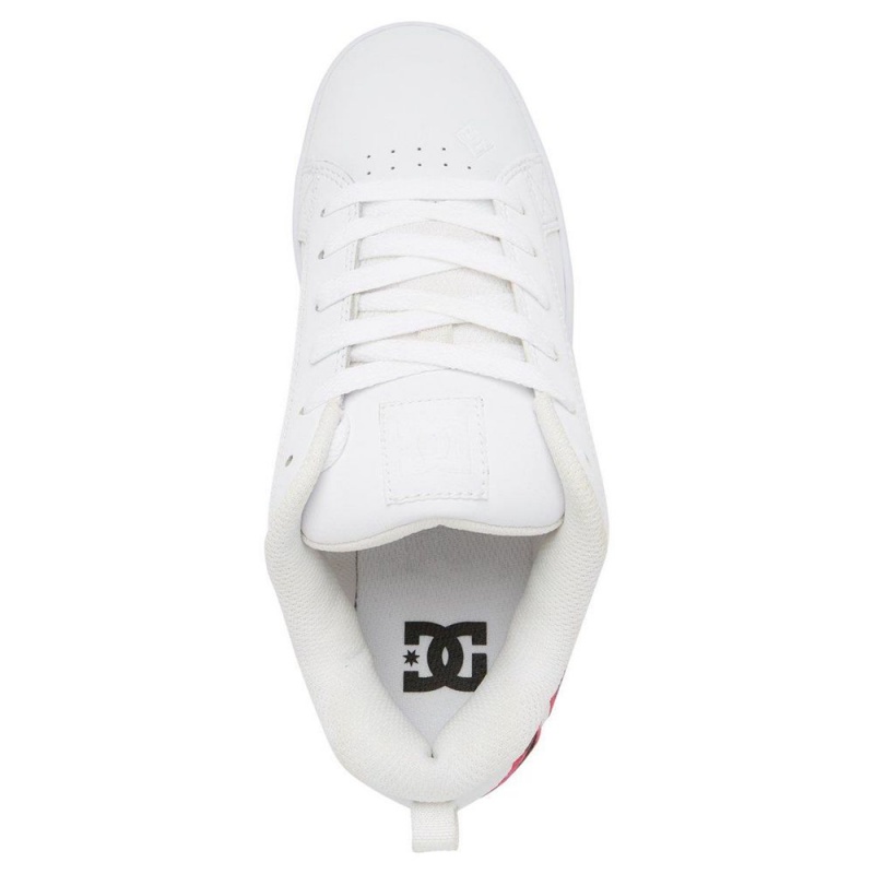 Chaussure DC Shoes Court Graffik SE Cuir Blanche Rose Femme | JFU-2246028