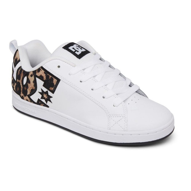 Chaussure DC Shoes Court Graffik Blanche Leopard Femme | MNV-2390310