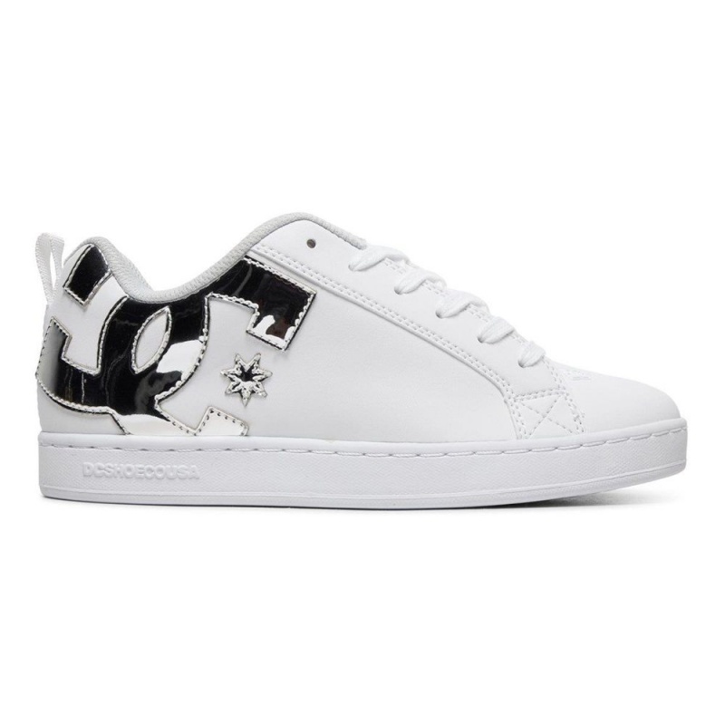 Chaussure DC Shoes Court Graffik Blanche Argent Femme | URT-6930235