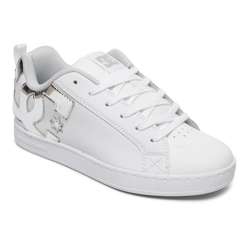 Chaussure DC Shoes Court Graffik Blanche Argent Femme | URT-6930235