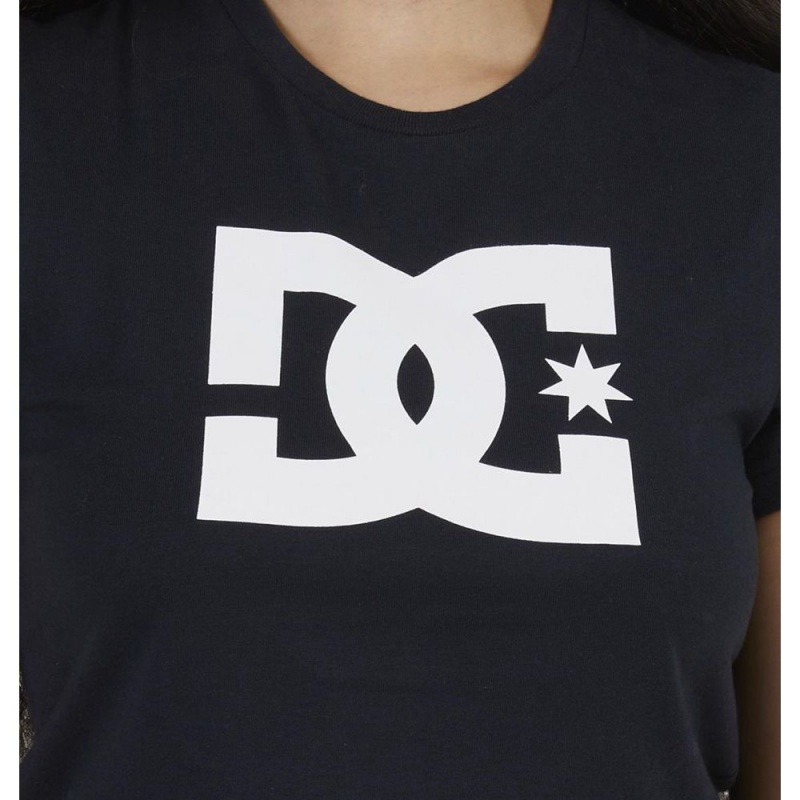 T-Shirt DC Shoes Star Cropped Noir Femme | ANR-3579140