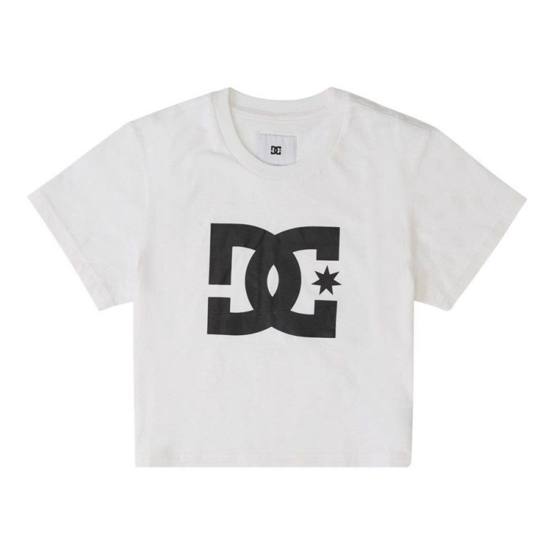 T-Shirt DC Shoes Star Cropped Blanche Femme | QGQ-0407296