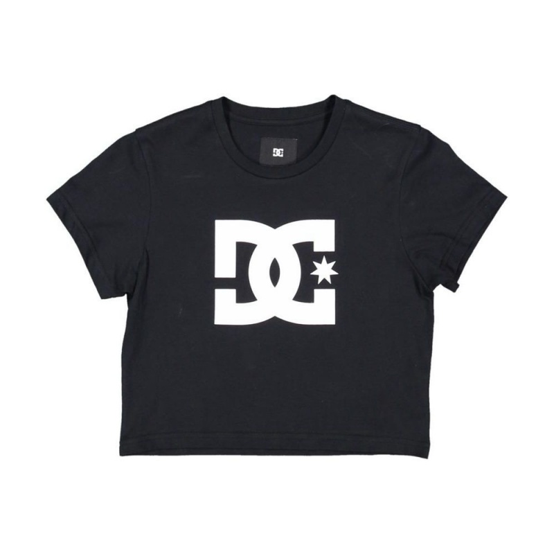 T-Shirt DC Shoes Star Cropped Noir Femme | ANR-3579140