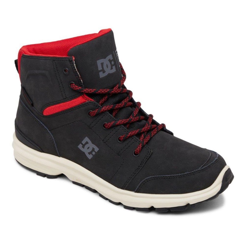 Botte DC Shoes Torstein Cuir Dentelle-Up Noir Rouge Homme | OHY-0012565