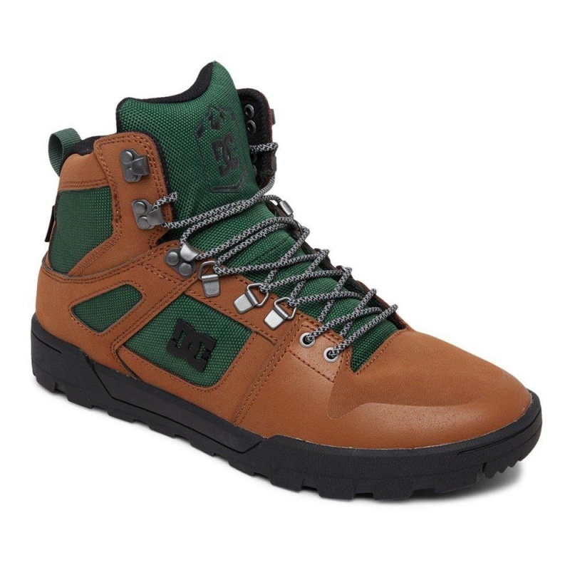 Botte DC Shoes Pure Hi Weather Resistant Dentelle-Up Marron Vert Homme | QSC-8576700