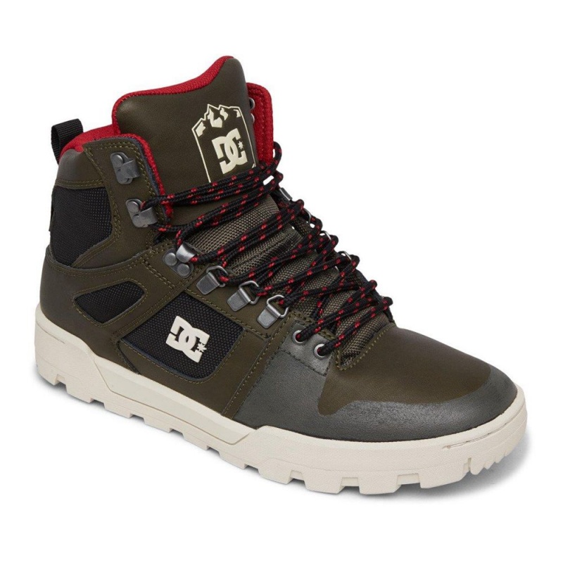 Botte DC Shoes Pure Hi Weather Resistant Dentelle-Up Vert Noir Homme | LAE-1983621