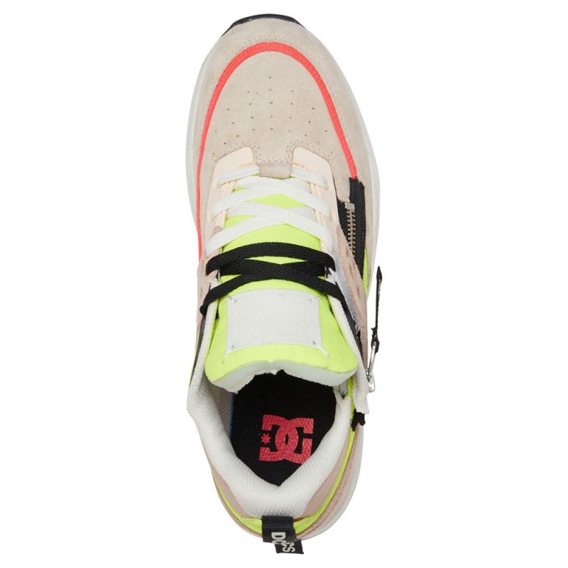 Chaussure DC Shoes E.Tribeka Zip Cuir Grise Jaune Homme | EQD-0683576