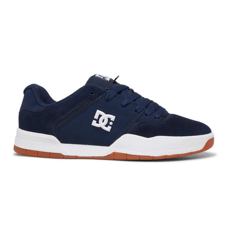 Chaussure DC Shoes Central Cuir Bleu Marine Blanche Homme | OQJ-5518444