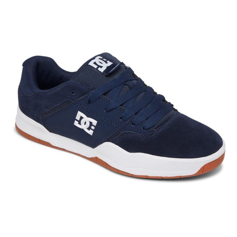 Chaussure DC Shoes Central Cuir Bleu Marine Blanche Homme | OQJ-5518444