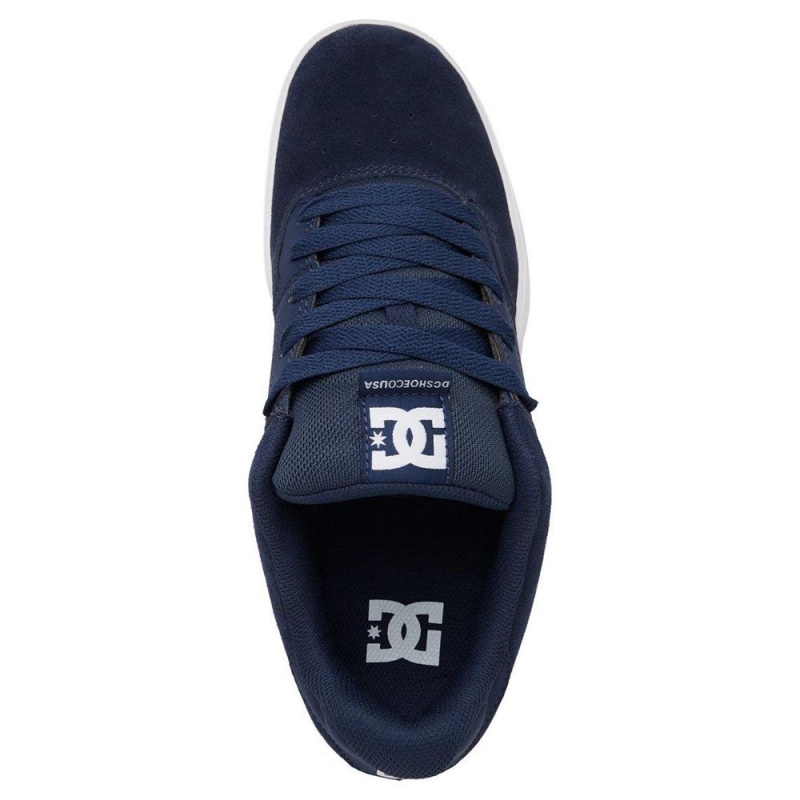 Chaussure DC Shoes Central Cuir Bleu Marine Blanche Homme | OQJ-5518444