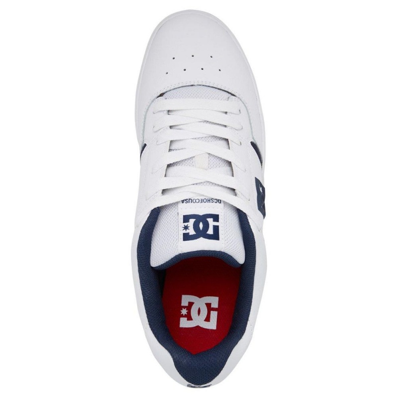 Chaussure DC Shoes Central Cuir Blanche Bleu Homme | ZCU-0122163