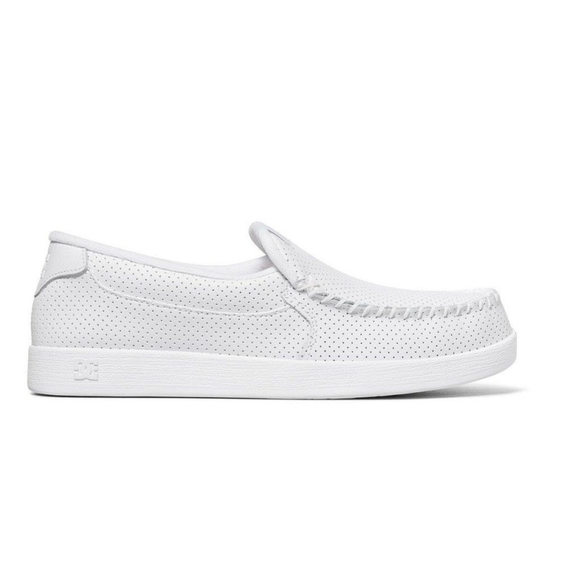 Chaussure DC Shoes Villain Cuir Slip-On Blanche Homme | VQV-9279529