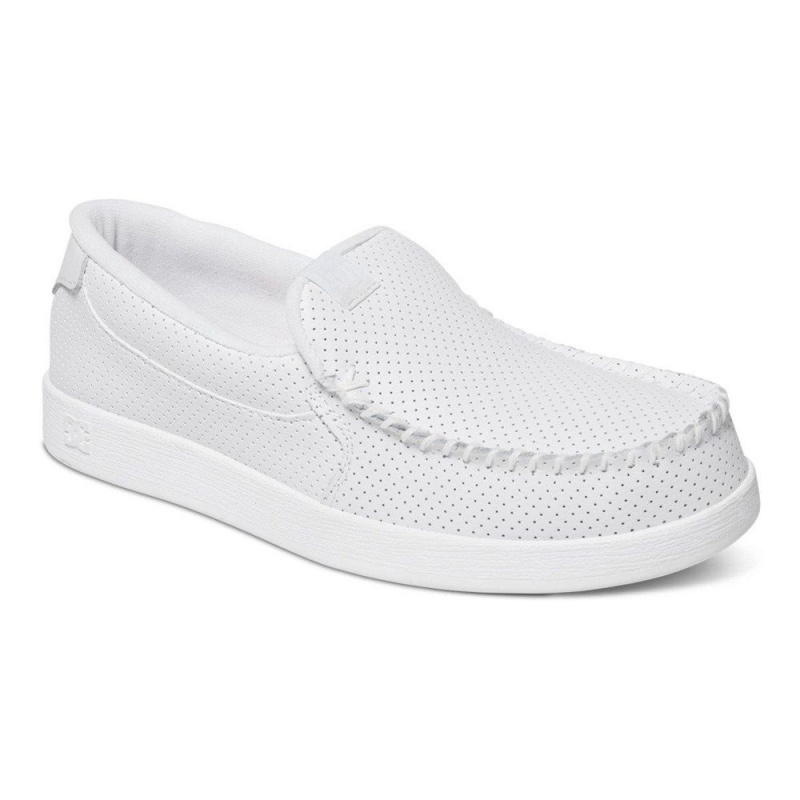 Chaussure DC Shoes Villain Cuir Slip-On Blanche Homme | VQV-9279529