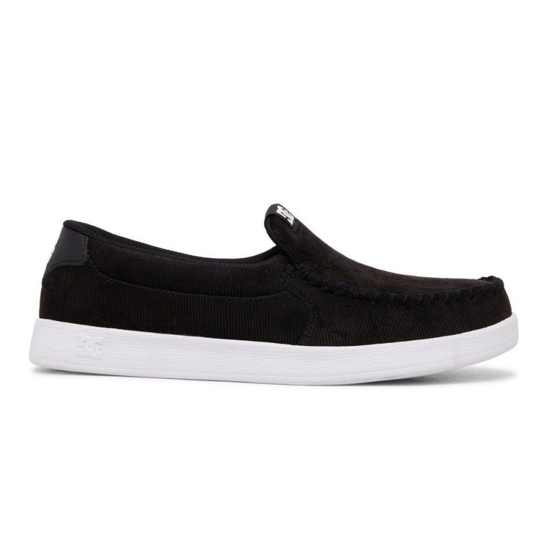 Chaussure DC Shoes Villain Cuir Slip-On Noir Blanche Homme | RDG-9969212