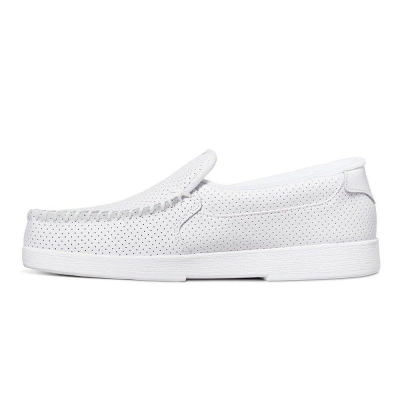 Chaussure DC Shoes Villain Cuir Slip-On Blanche Homme | VQV-9279529