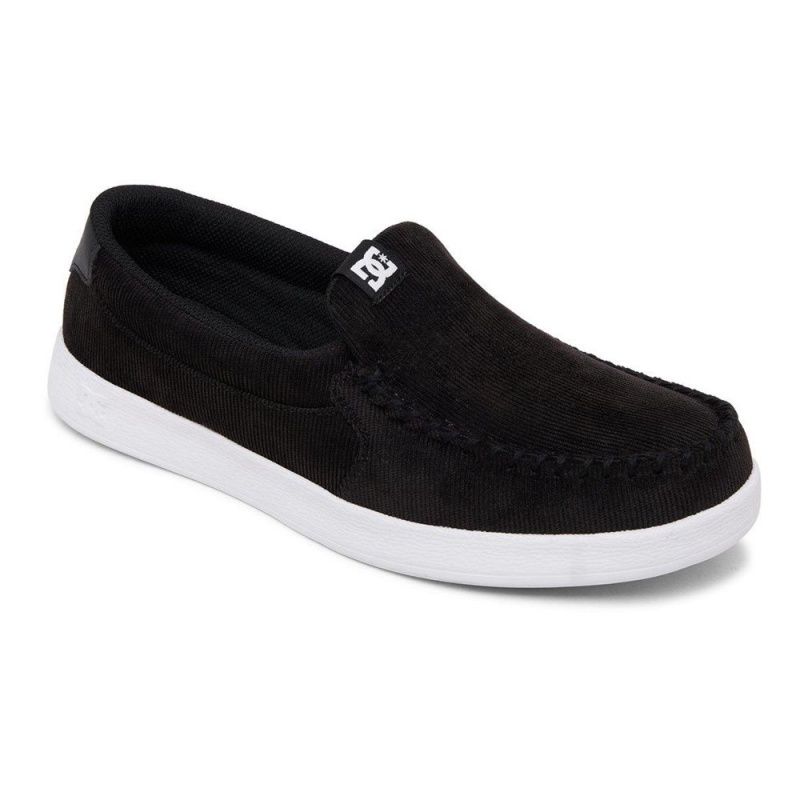 Chaussure DC Shoes Villain Cuir Slip-On Noir Blanche Homme | RDG-9969212