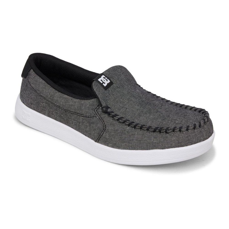 Chaussure DC Shoes Villain Cuir Slip-On Grise Homme | TPQ-6601993