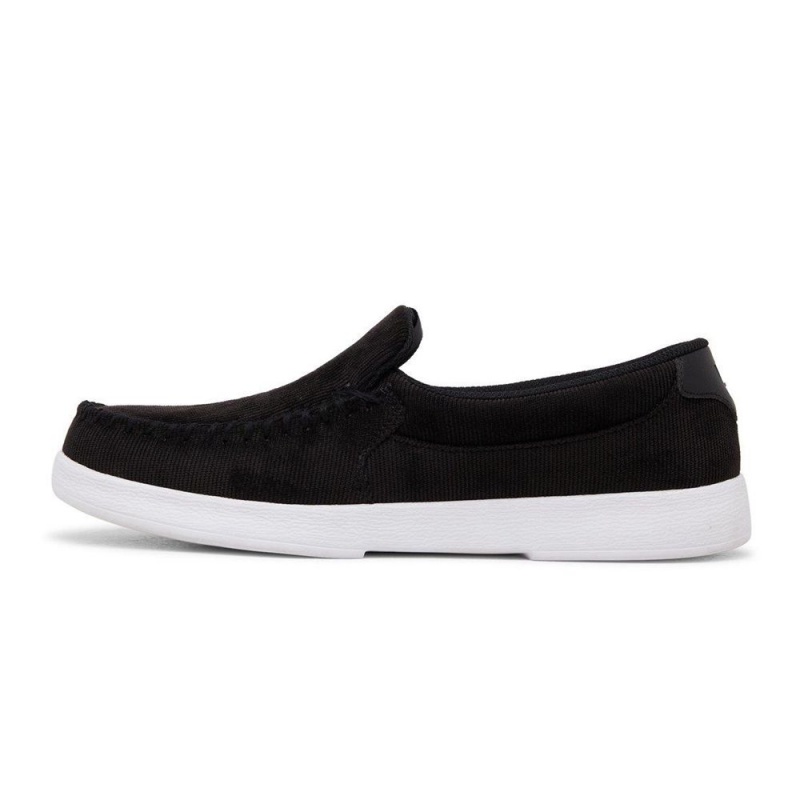 Chaussure DC Shoes Villain Cuir Slip-On Noir Blanche Homme | RDG-9969212