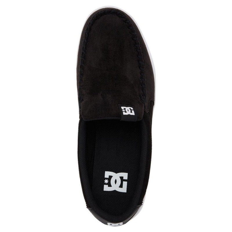 Chaussure DC Shoes Villain Cuir Slip-On Noir Blanche Homme | RDG-9969212