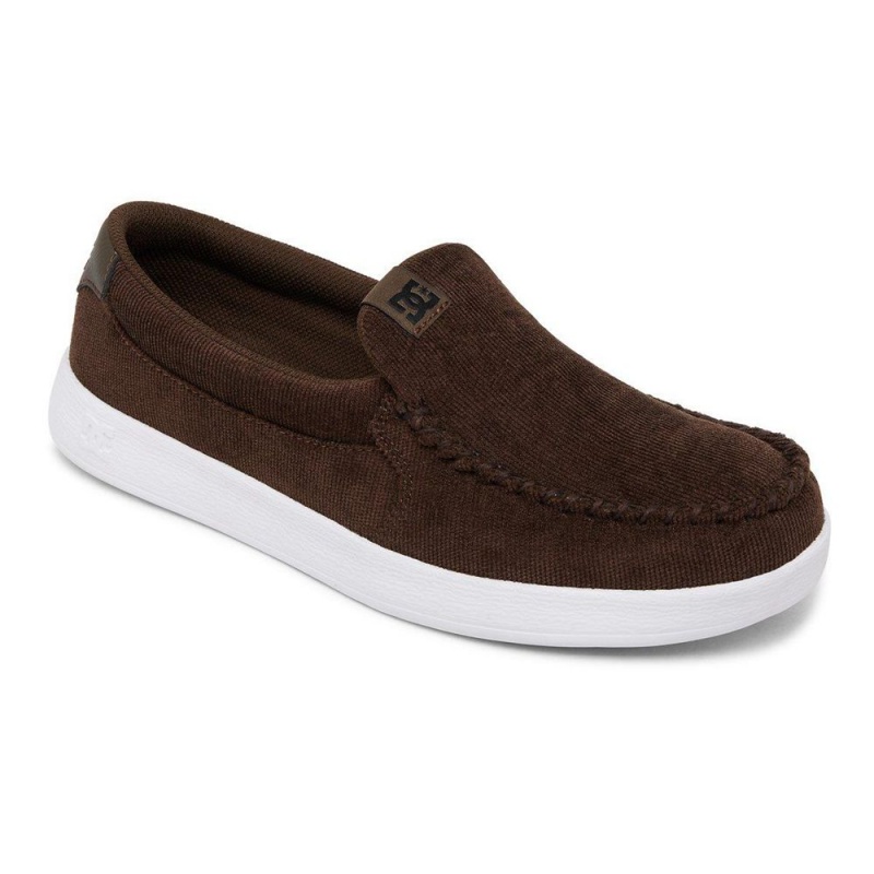 Chaussure DC Shoes Villain Cuir Slip-On Marron Homme | GNK-2563643