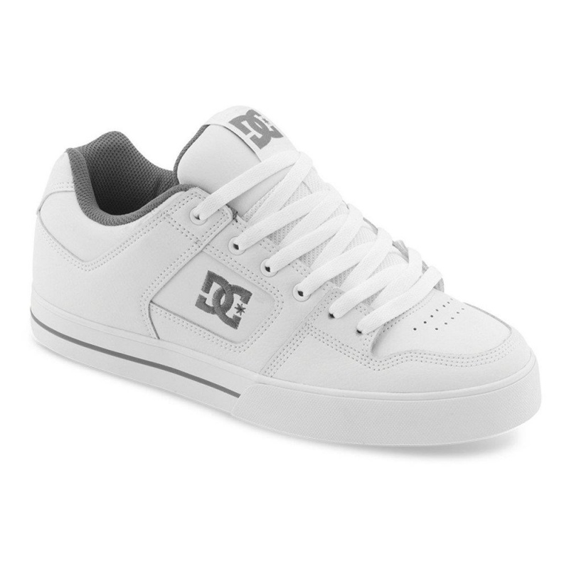 Chaussure DC Shoes Pure Cuir Blanche Grise Homme | OGZ-6711893