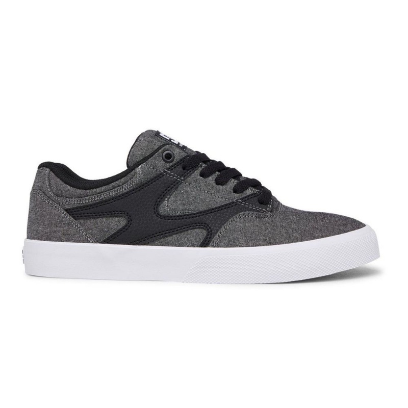 Chaussure DC Shoes Kalis Vulc Cuir Grise Noir Homme | PHJ-1741609