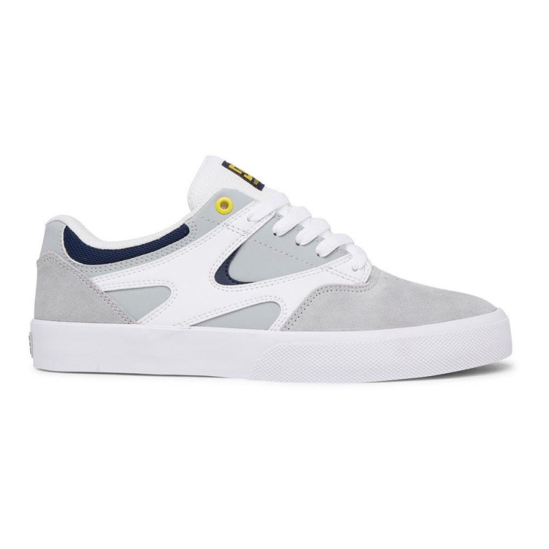 Chaussure DC Shoes Kalis Vulc Cuir Grise Blanche Homme | GZD-6552385